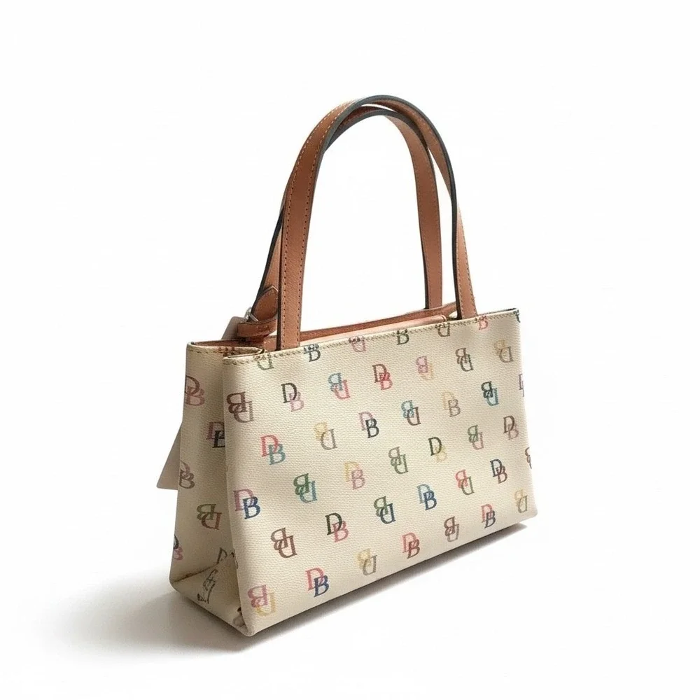 Dooney & Bourke‎ Tiny East/West Bag White Multi Color Monogram Mini Tote WI396